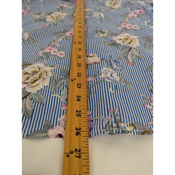 Talbots Womens Blue Spring Floral‎ Stripe Pop Over Blouse Size XLP Long Sleeves - Picture 6 of 6